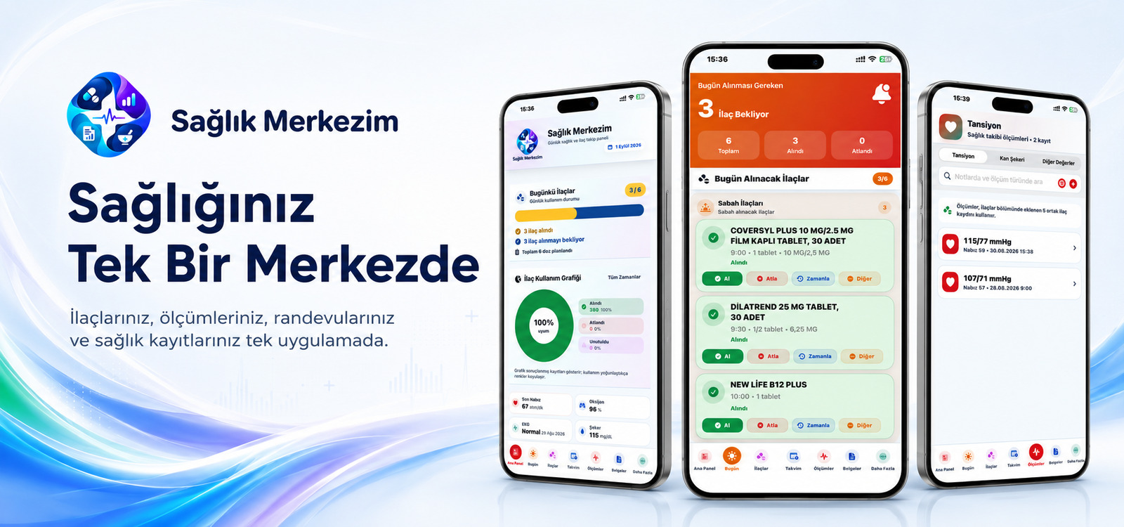 Sağlık Merkezim kişisel sağlık ve ilaç takip uygulaması